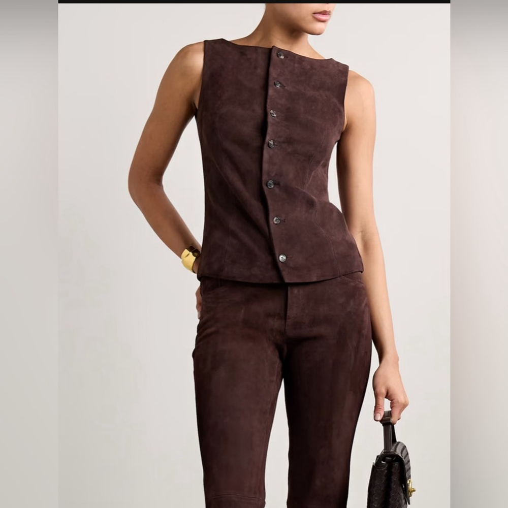 Esprit suede Elegant Brown Women's vest leather brown medium